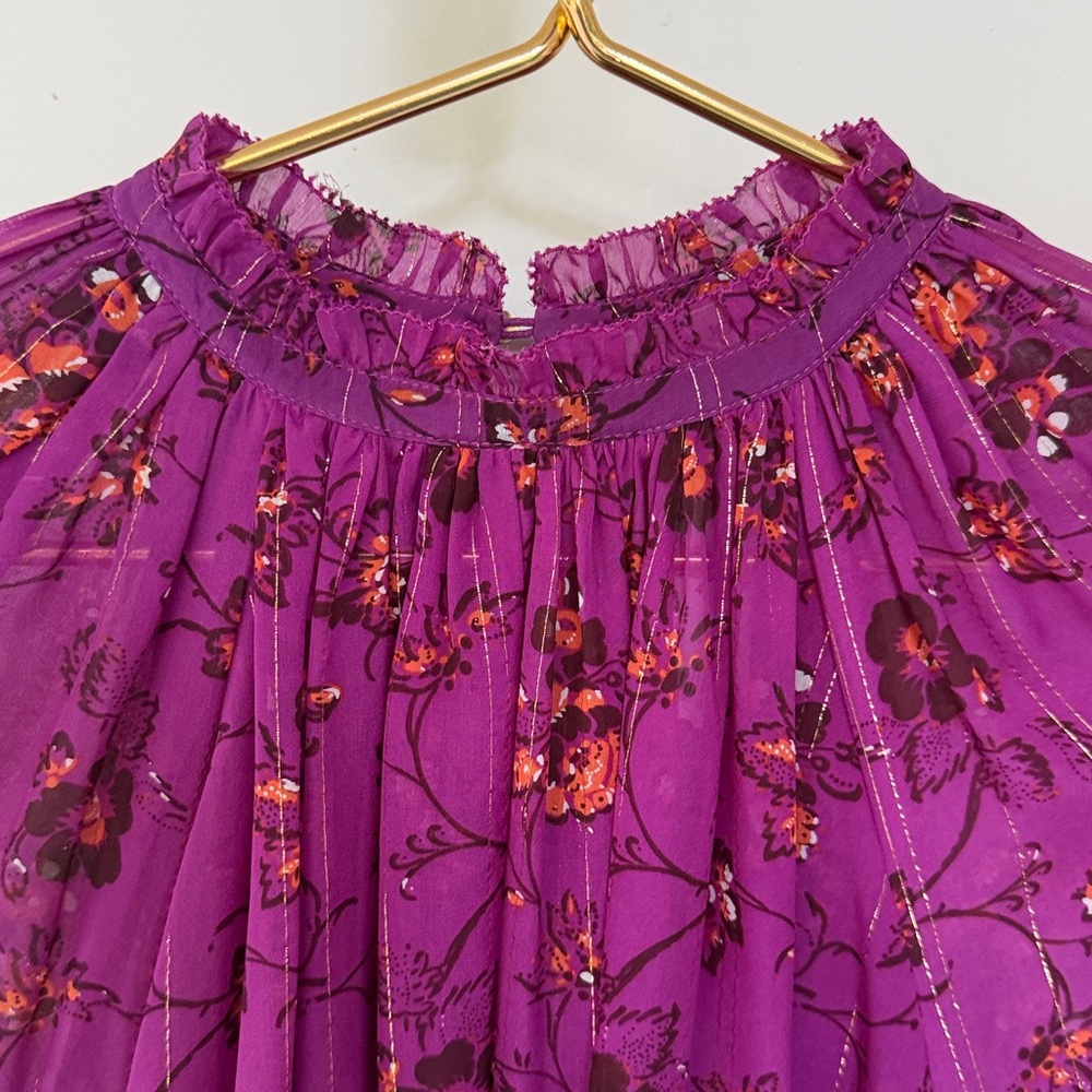 Ulla Johnson Magenta silk floral blouse, beautiful sz 4